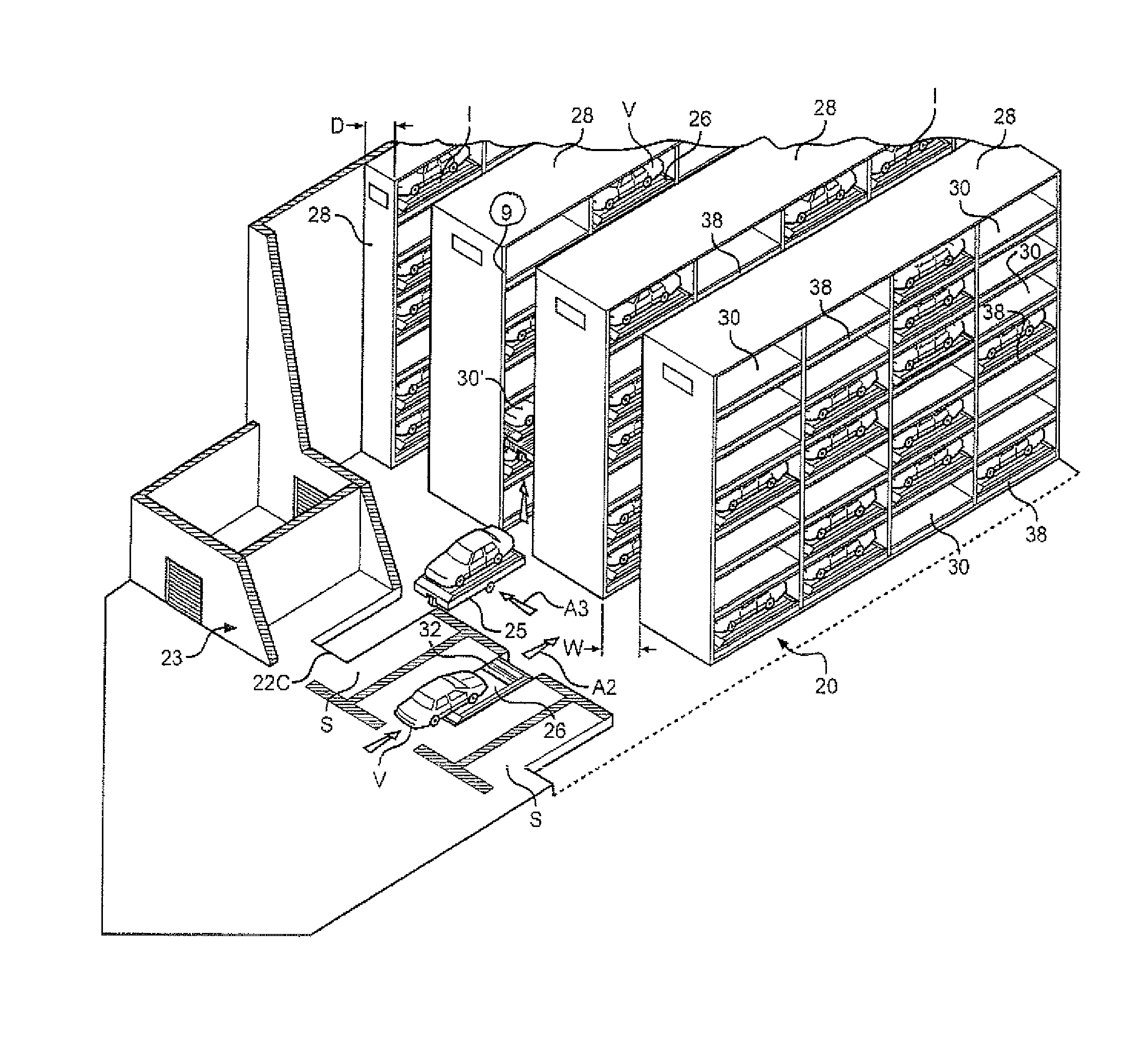 Automated automotive vehicle parking/storage system