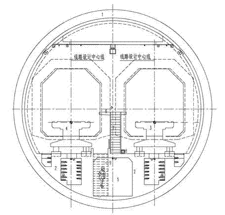 Bottom independent evacuation safety passage structure for single-hole double-track magnetic levitation tunnel