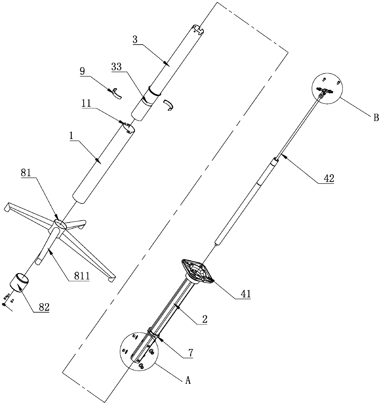 Lifting upright post with rolling assemblies