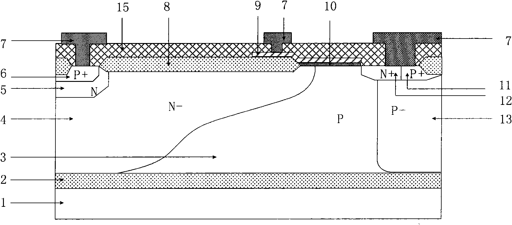 N-type lateral insulated gate bipolar device capable of reducing hot carrier effect