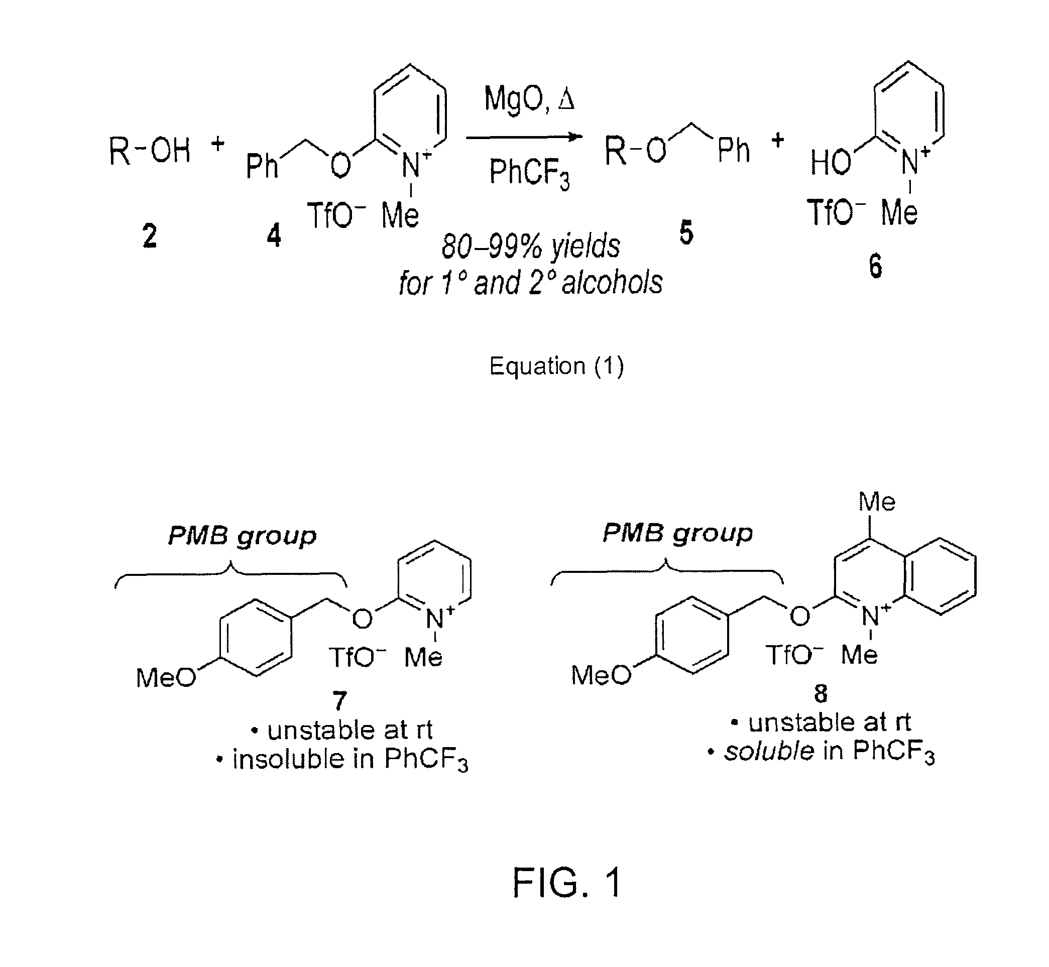 Reagent for synthesis of para-methoxbenzyl (PMB) ethers and associated methods