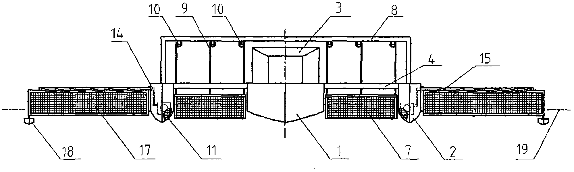 Water-borne three-body trash cleaning ship and cleaning method