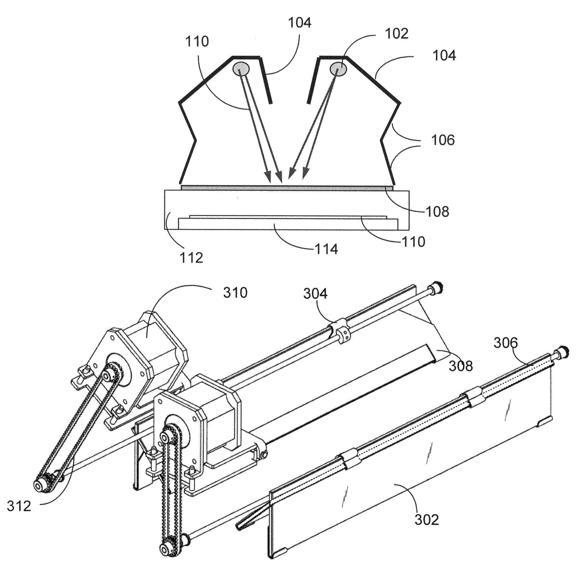 Tunable-illumination reflector optics for UV cure system