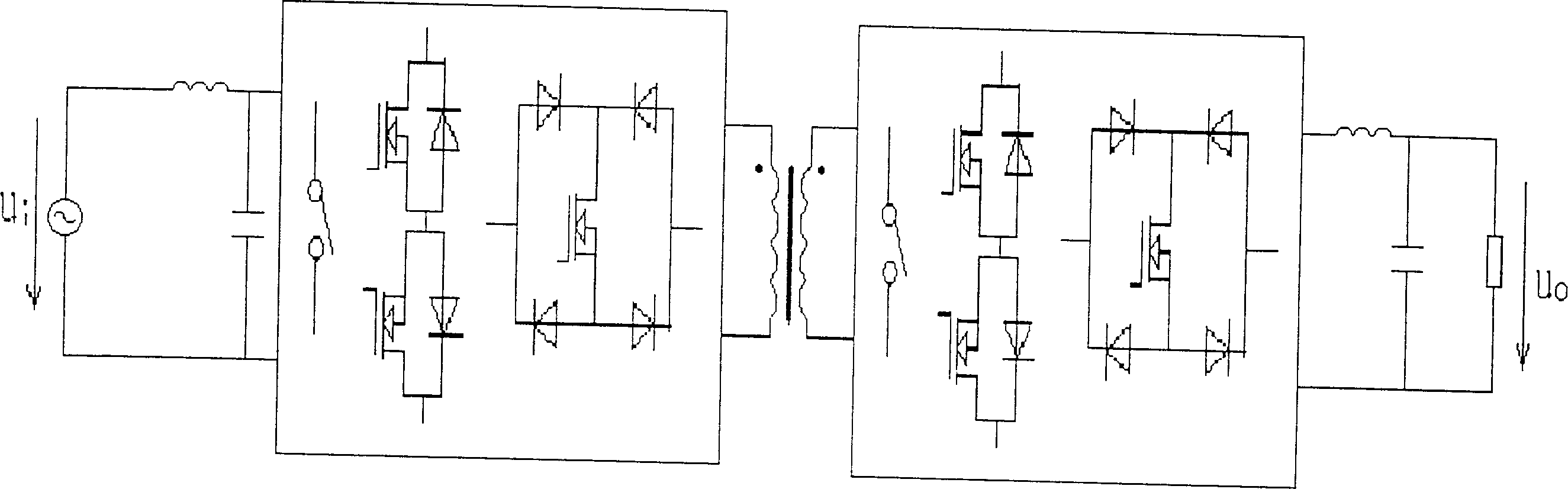 Hihg-frequency AC/AC converter with AC link