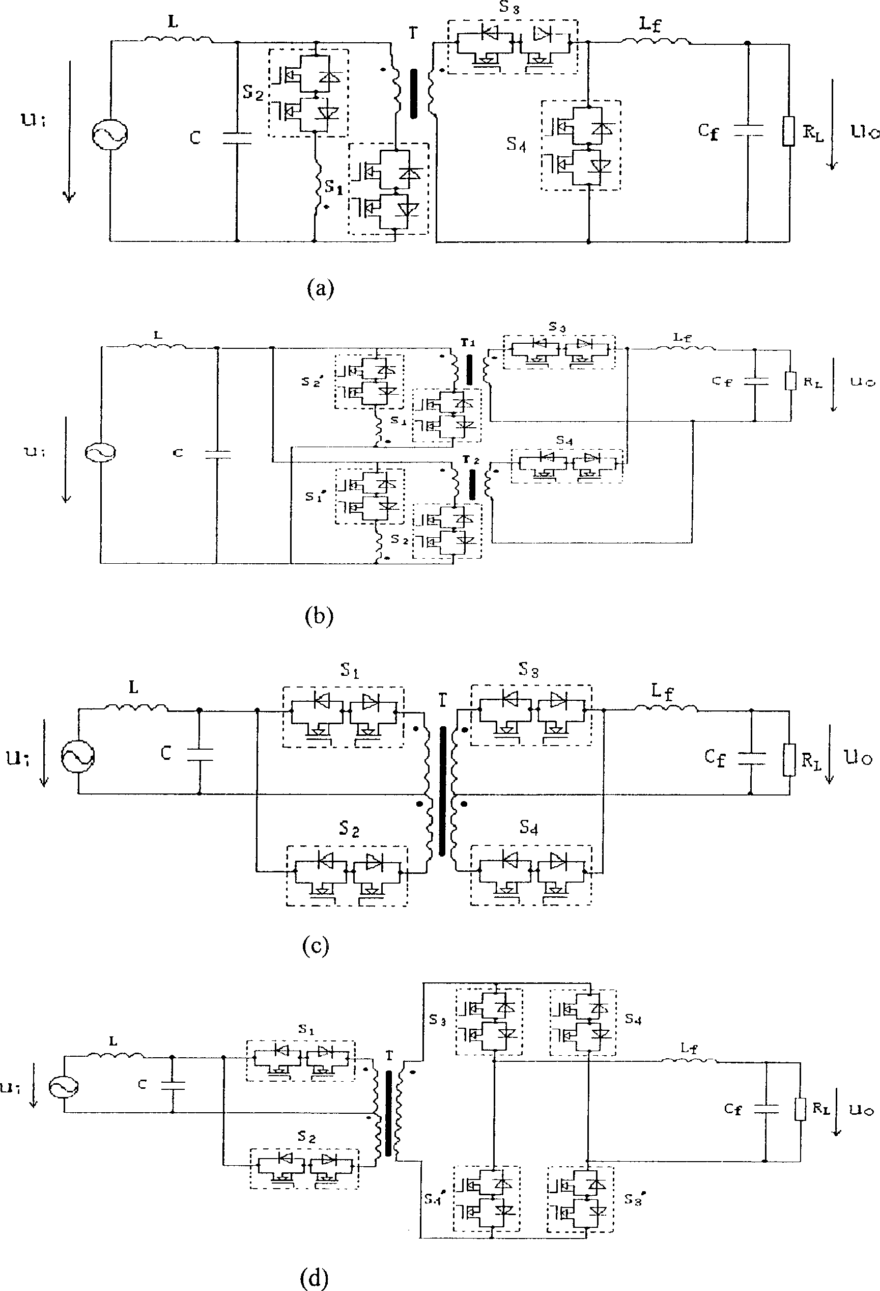 Hihg-frequency AC/AC converter with AC link