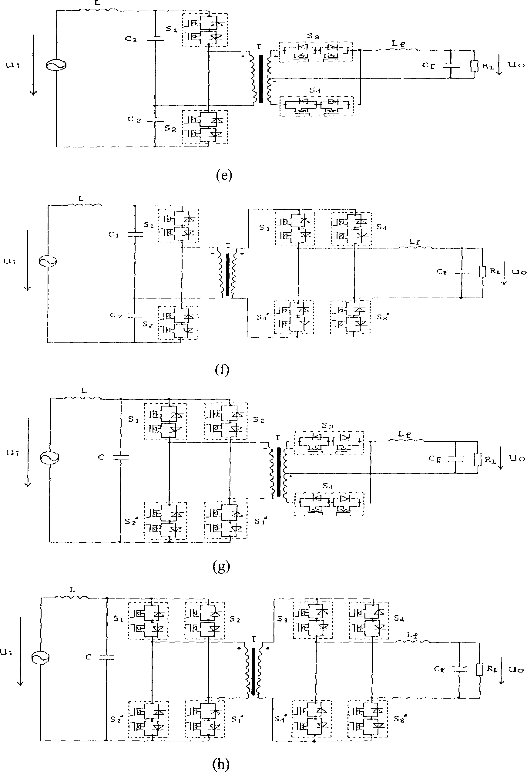 Hihg-frequency AC/AC converter with AC link