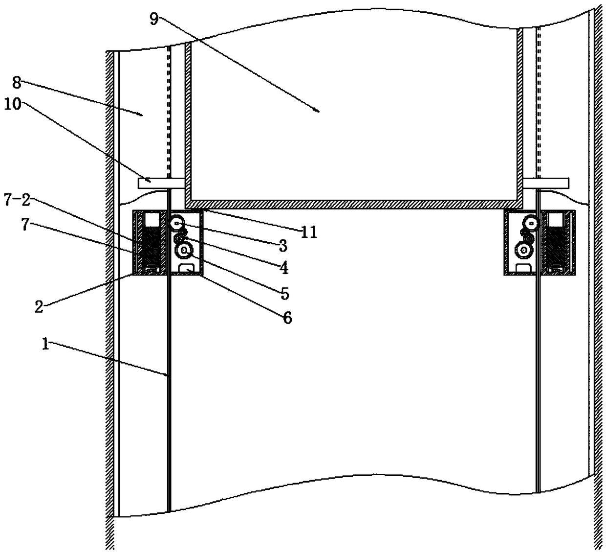 Elevator car system and its automatic detection and braking device for elevator car fall