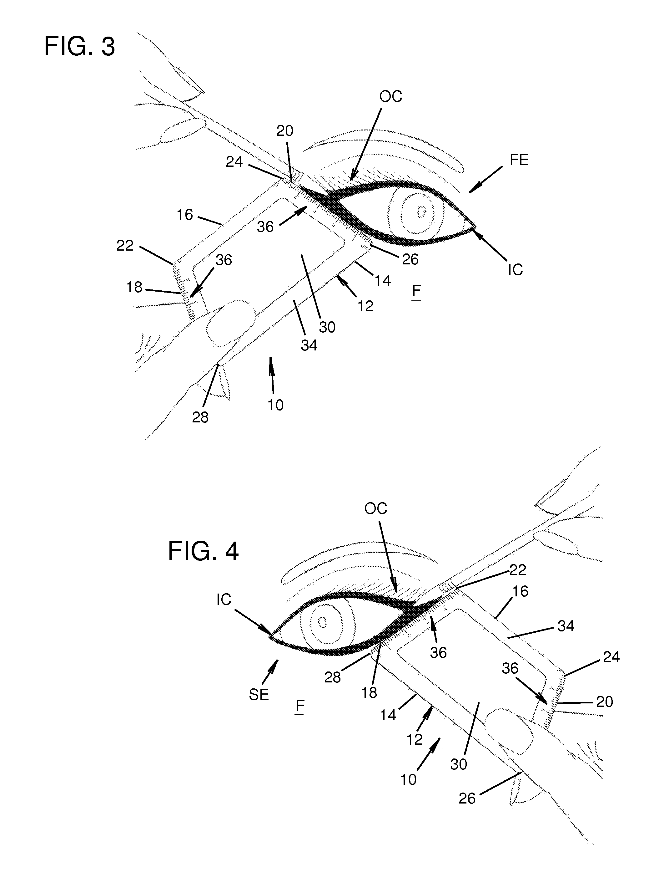 Ergonomic makeup shield for applying eye makeup and methods of using the same