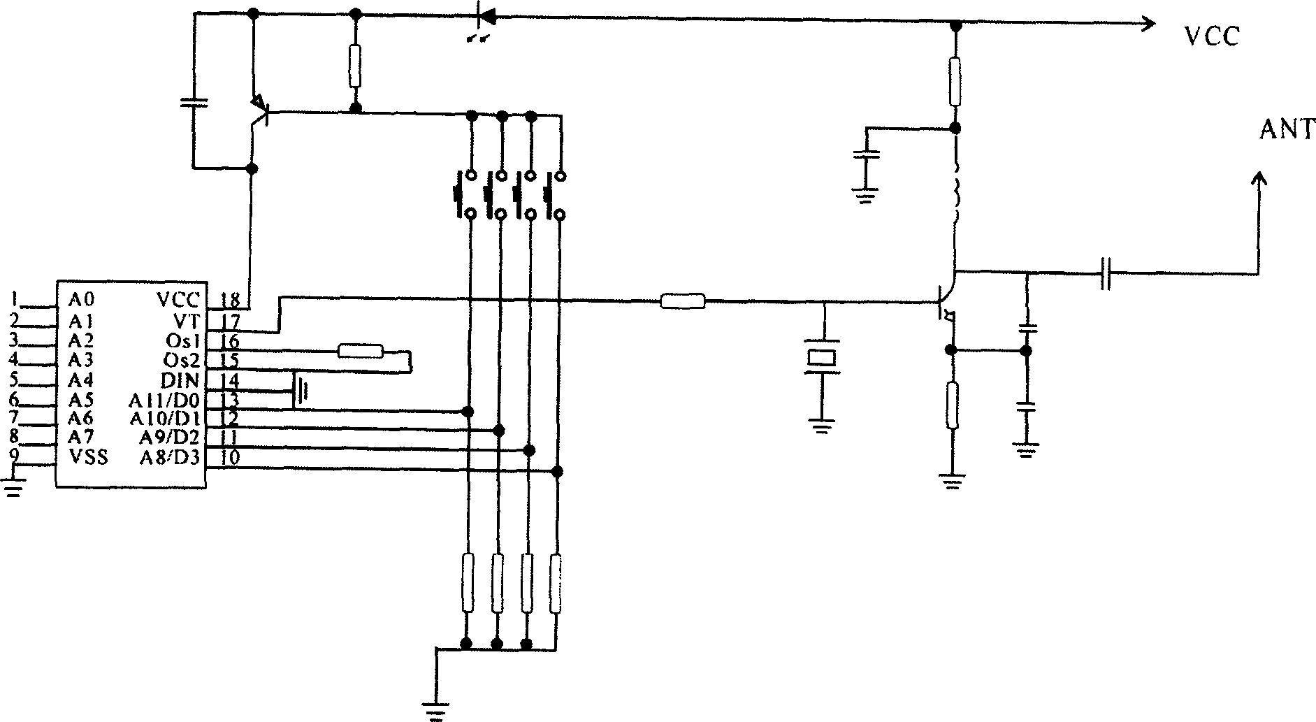 477-566MHZ micropower wireless remote control transmitting, receiving circuit