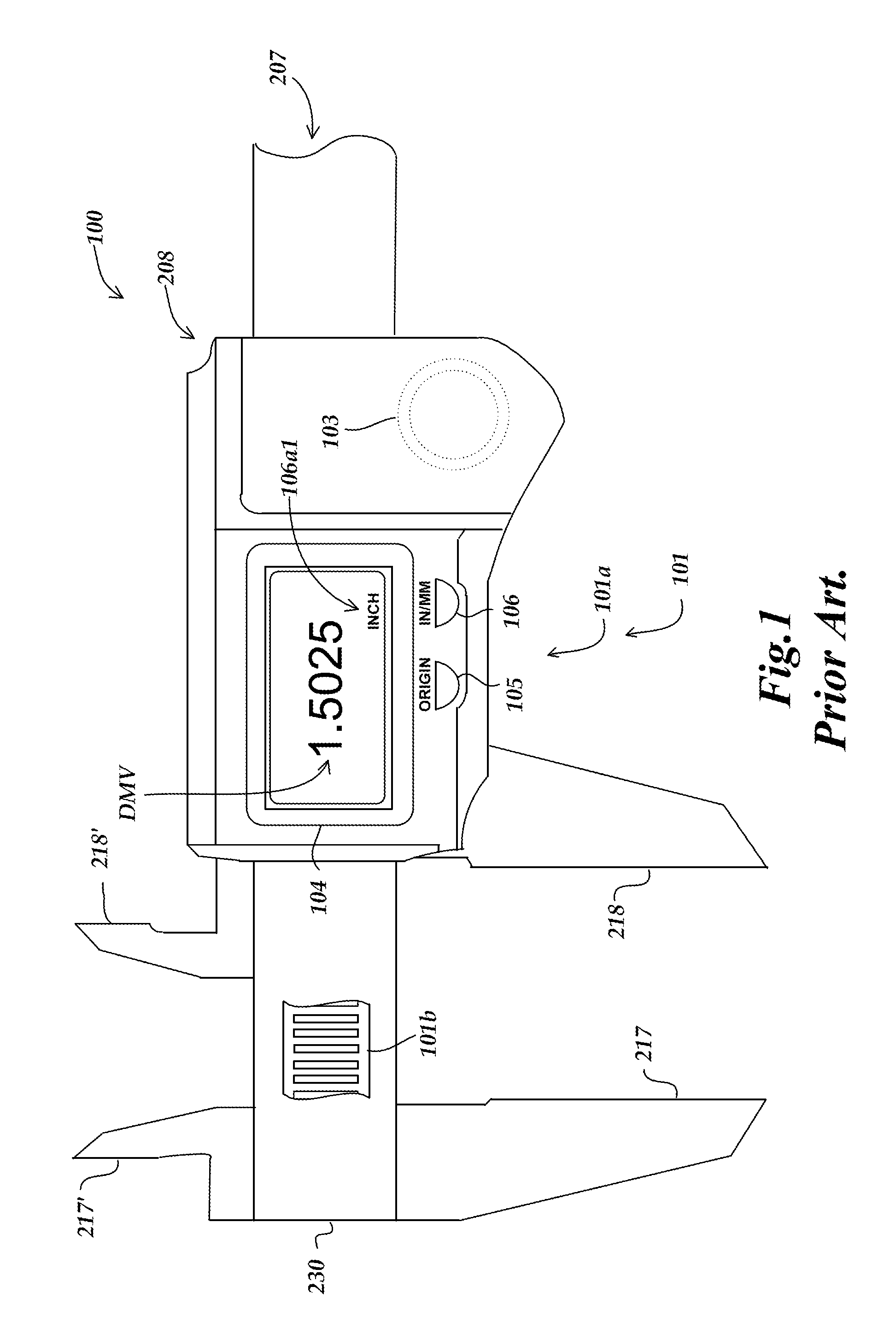 Handheld measuring device comprising a user interface responsive to changes in a displacement sensed by a displacement sensor