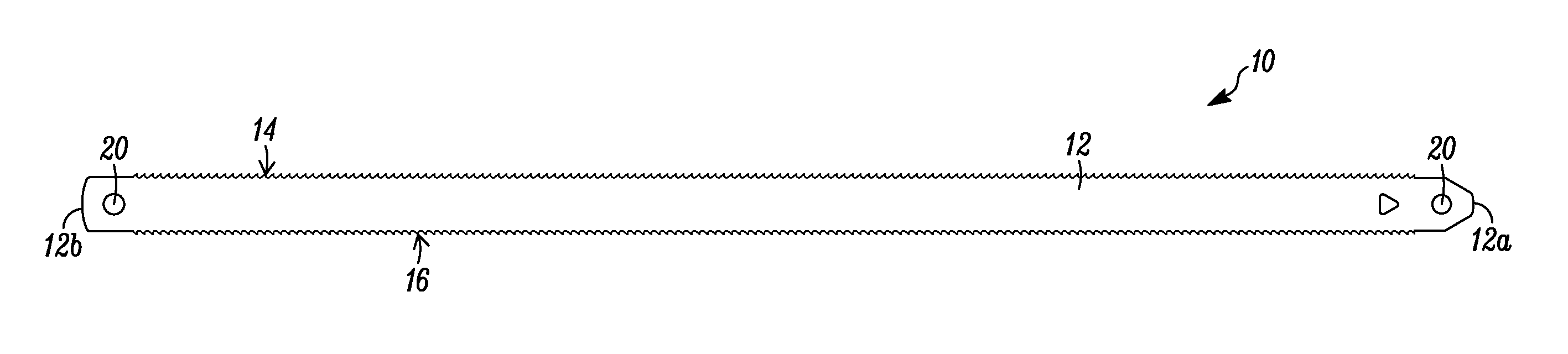 Double sided hand hack saw blade and method of manufacture