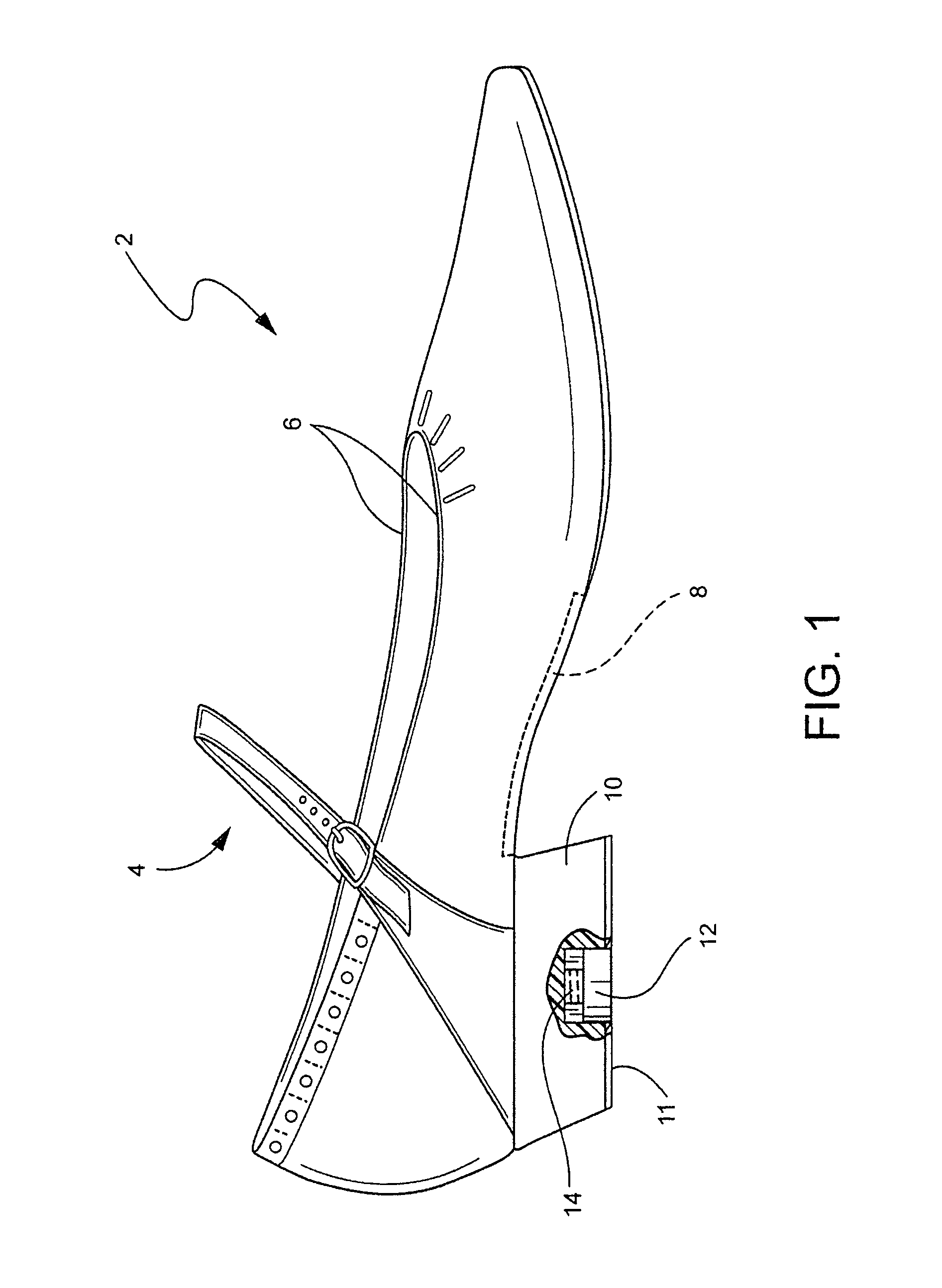 Shoe with removable/interchangeable heel and related method