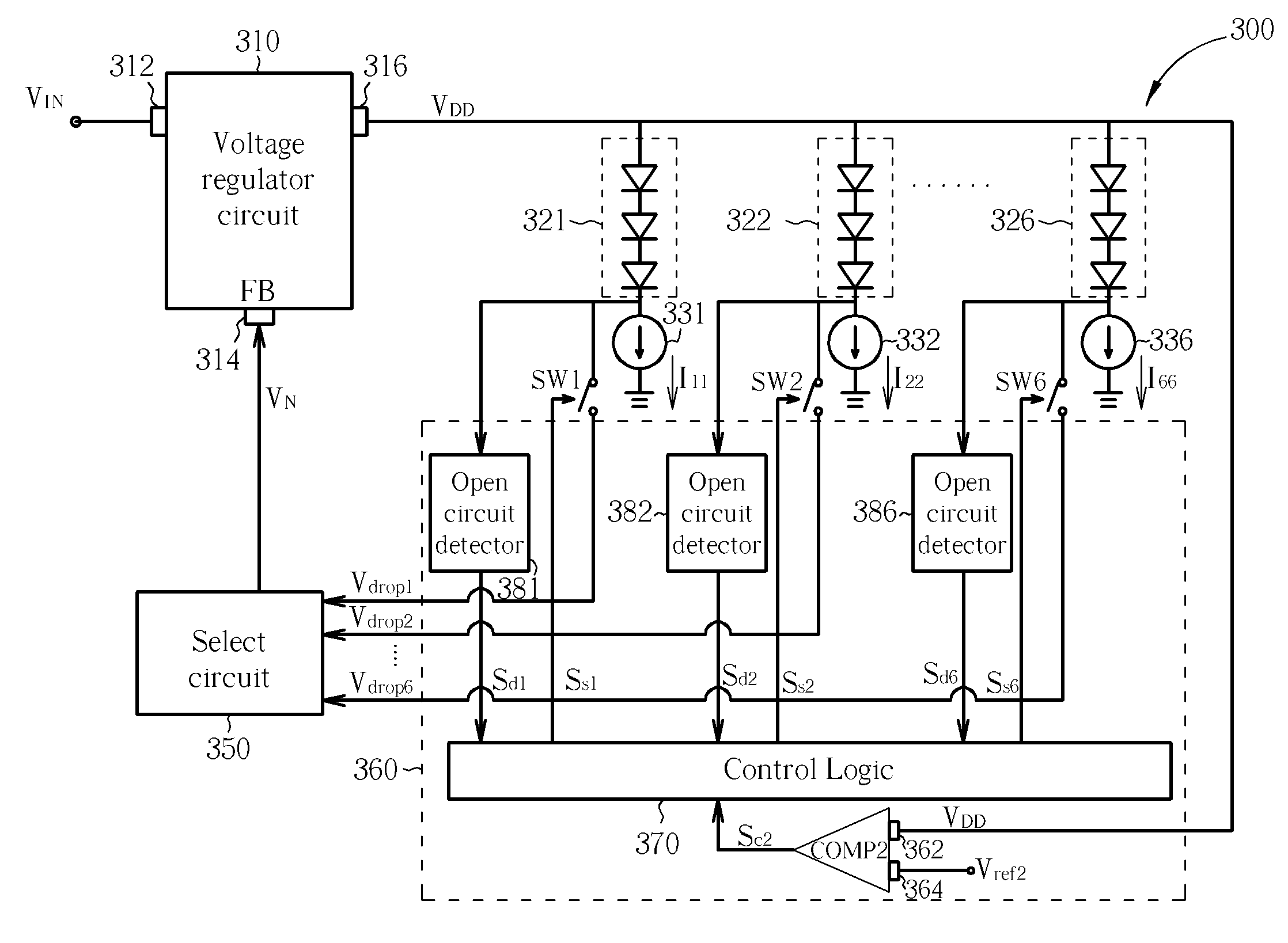 Driving circuit and related driving method for providing feedback control and open-circuit protection