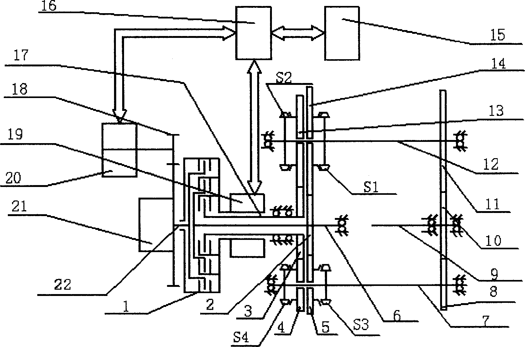 Power transmitting means of hybrid power automobile