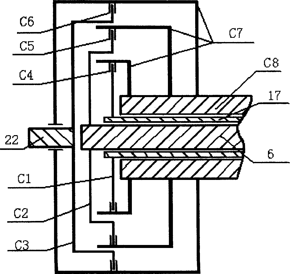 Power transmitting means of hybrid power automobile