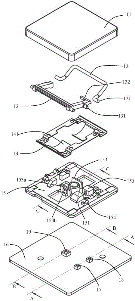 Thin keyboard on-off key group structure generating press touch feel and rebounded rapidly