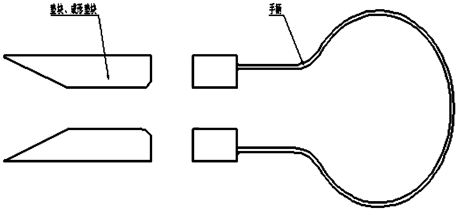 Loose tooling forging blank forming method of long-sheet complicated die forge piece