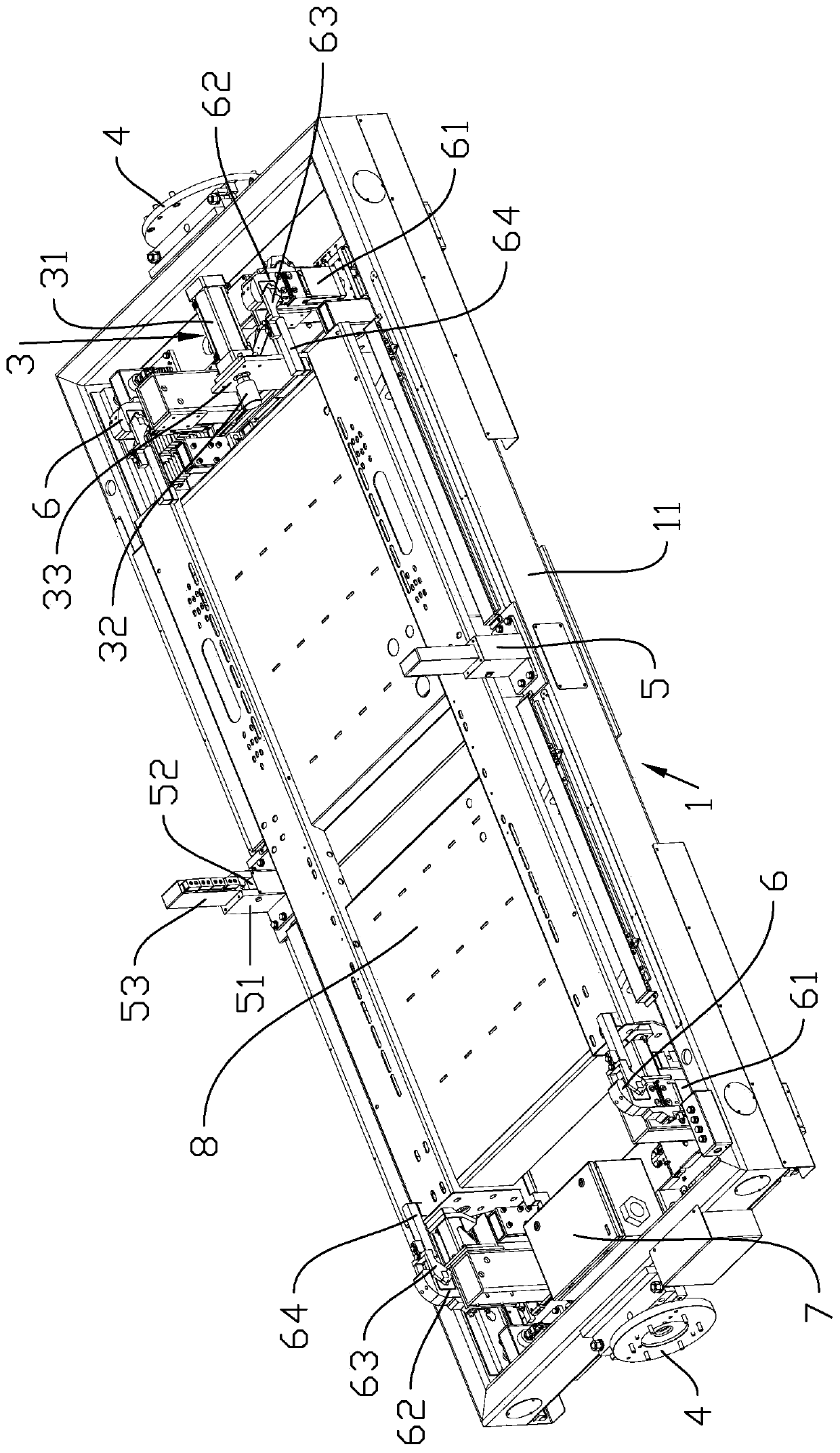 Oil tank chassis tool structure of flexible welding robot