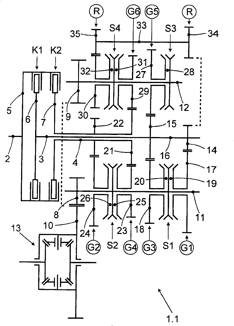 Double clutch transmission of a motor vehicle