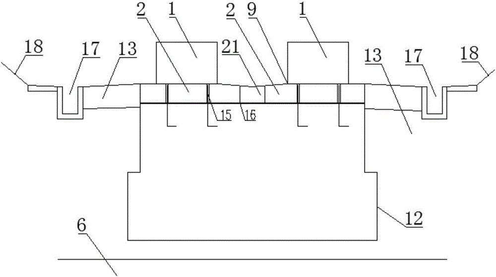 Transitionary structure of pile foundation composite separated bearing-trail beam of medium-low speed maglev double-line excavated section