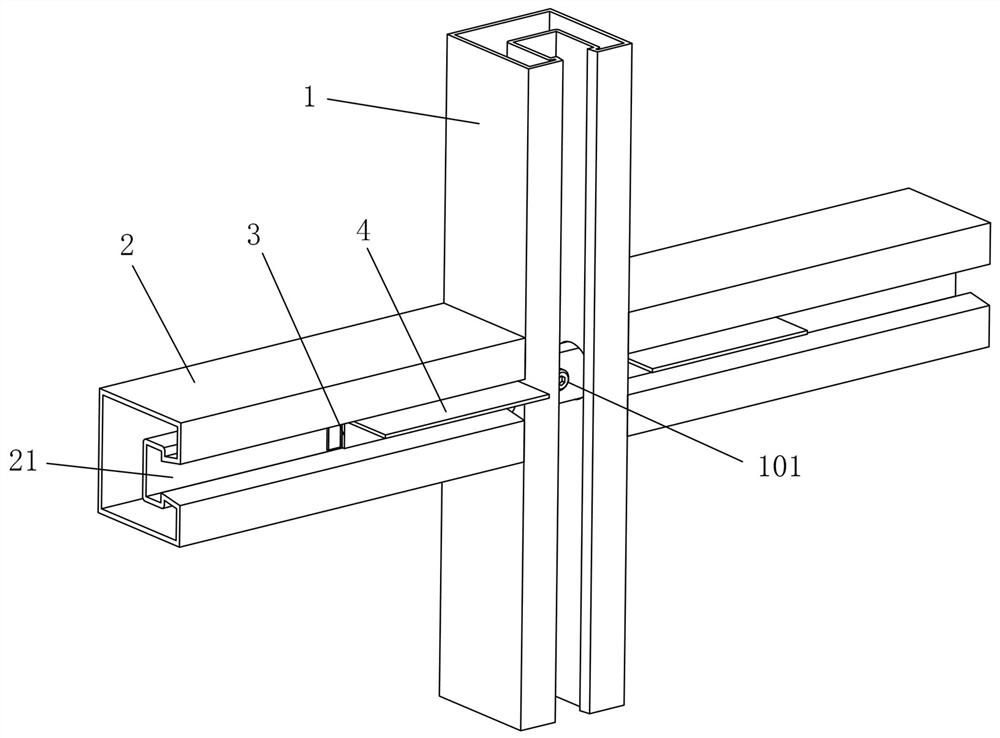 Internally connected triple connection structure of curtain wall keel