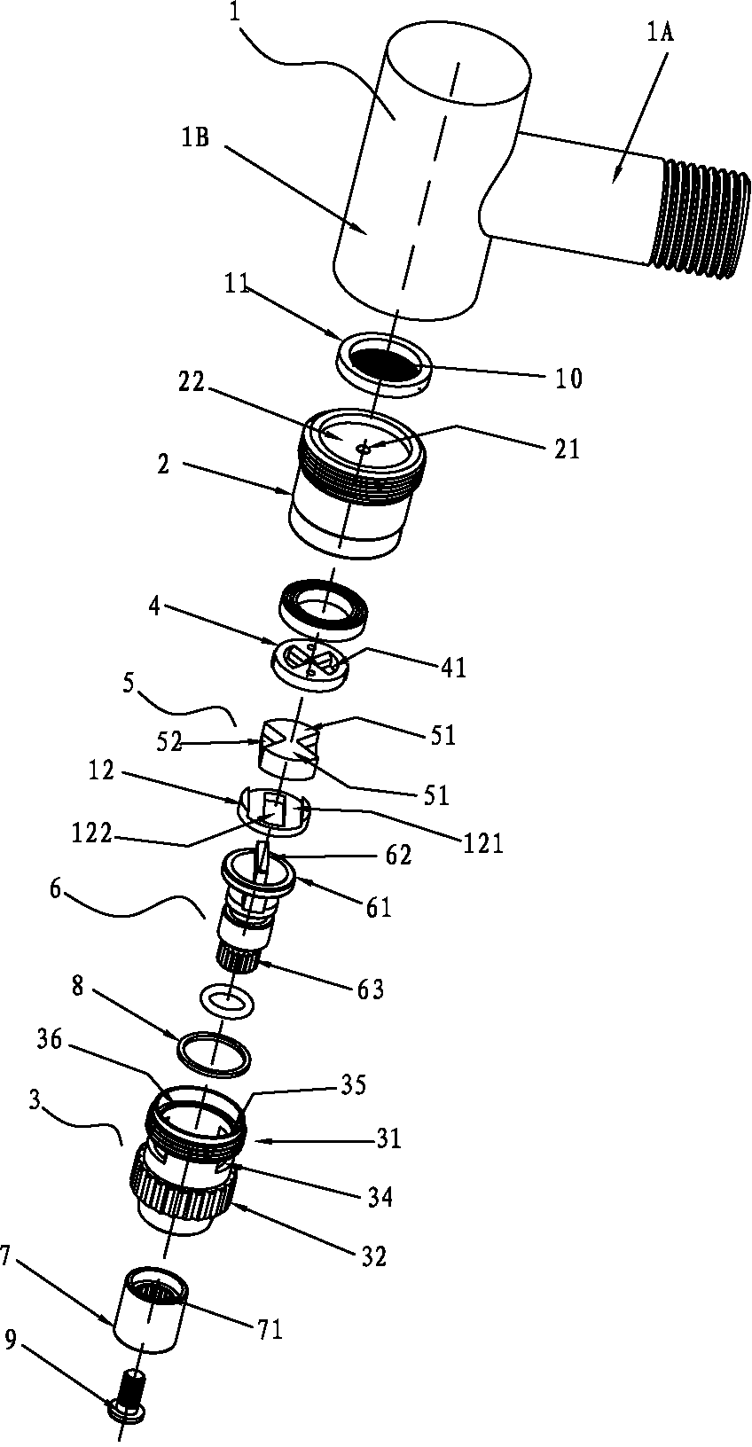 Fungi-proofing water-saving water outlet machine