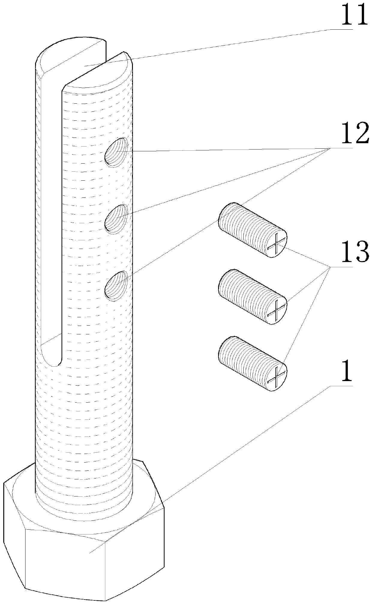 Anti-falling bolt and nut for electric power iron tower and working method thereof