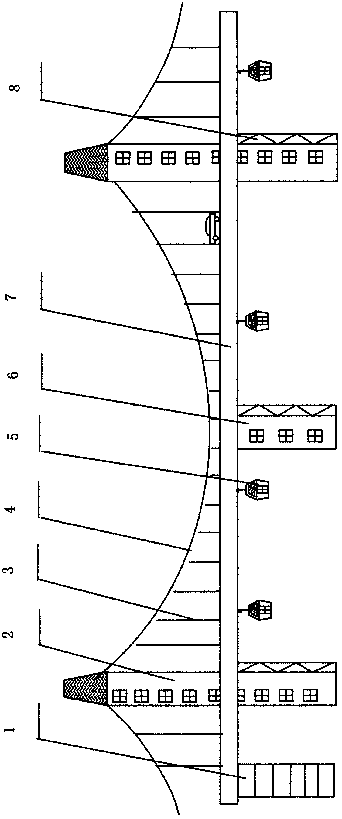 Method for comprehensively constructing urban air highway by high-rise buildings and suspended cable-stayed bridge