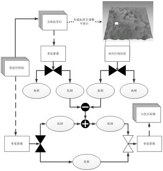 Light and color homogenizing method and system used among images and considering radiation two-dimensional distribution