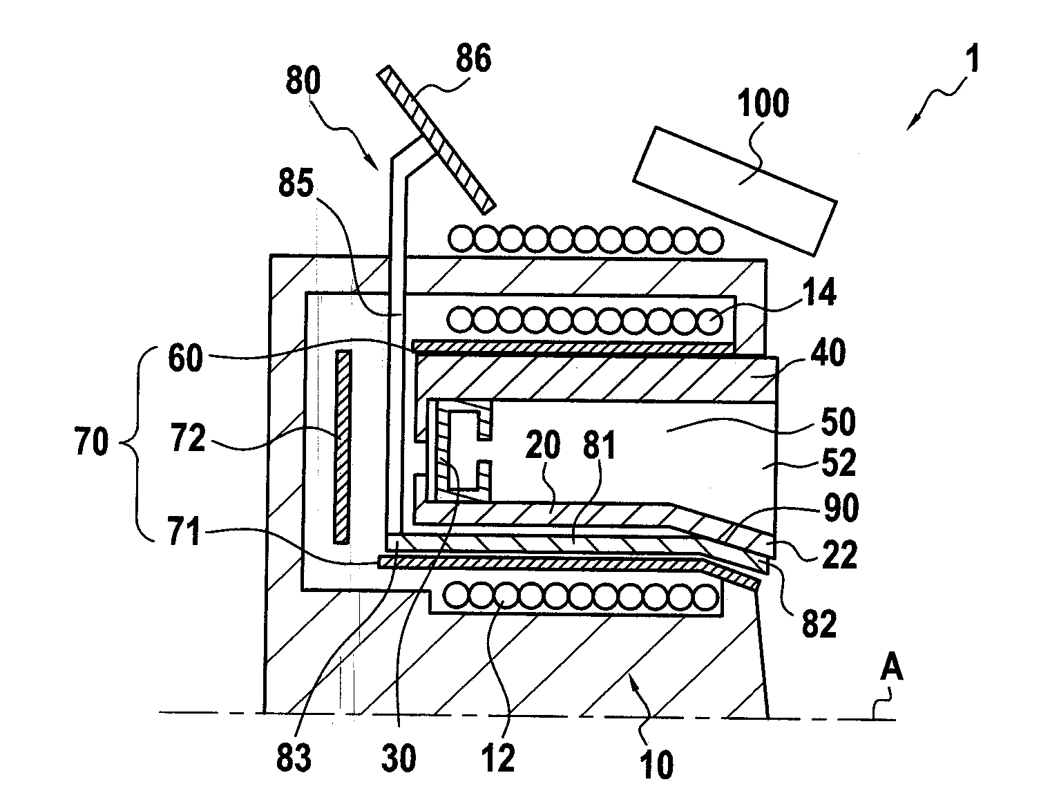 Hall effect thruster with cooling of the internal ceramic