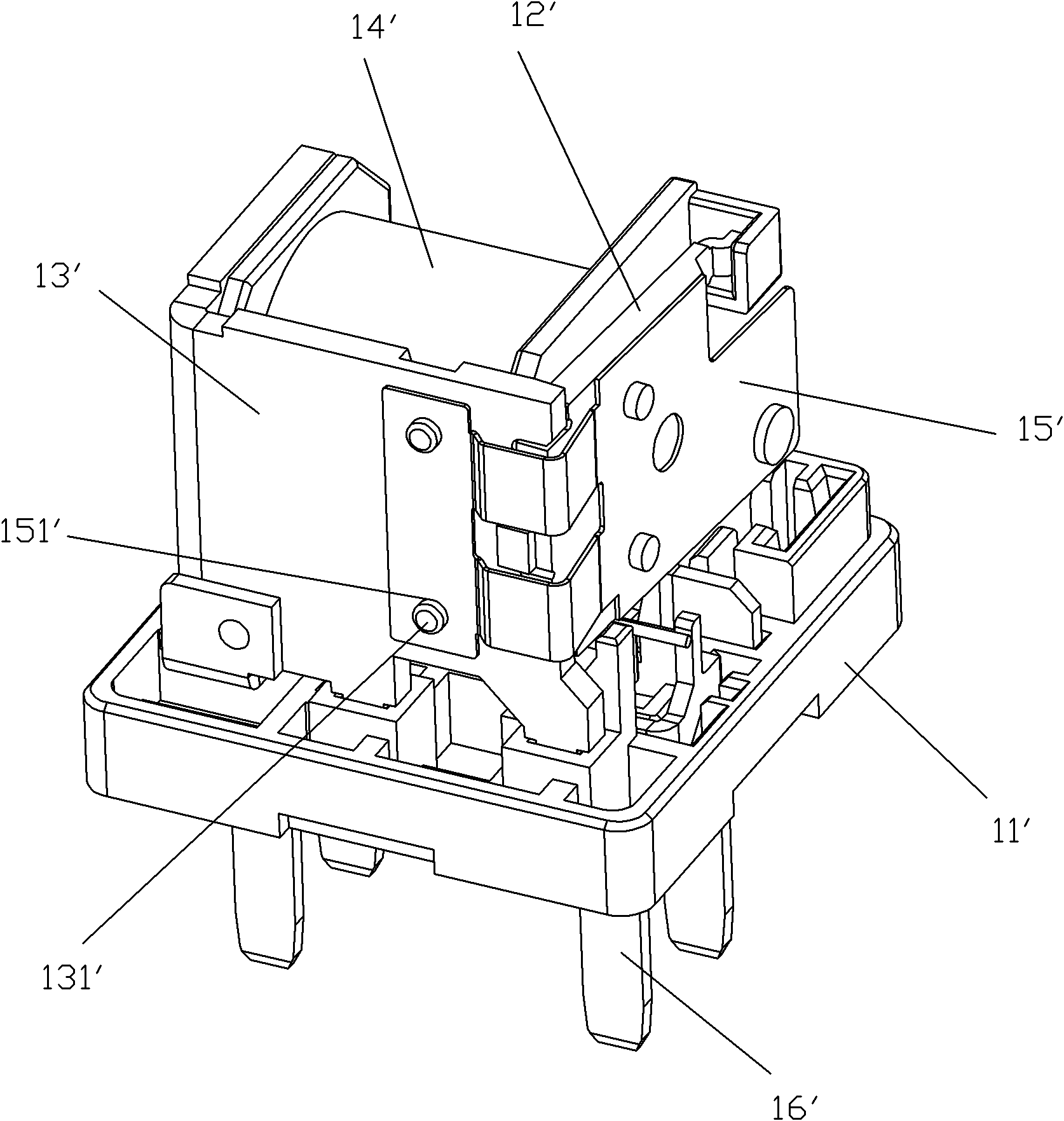 Electromagnetic relay suitable for automatic production and with reliable electroconductivity and assembling method thereof