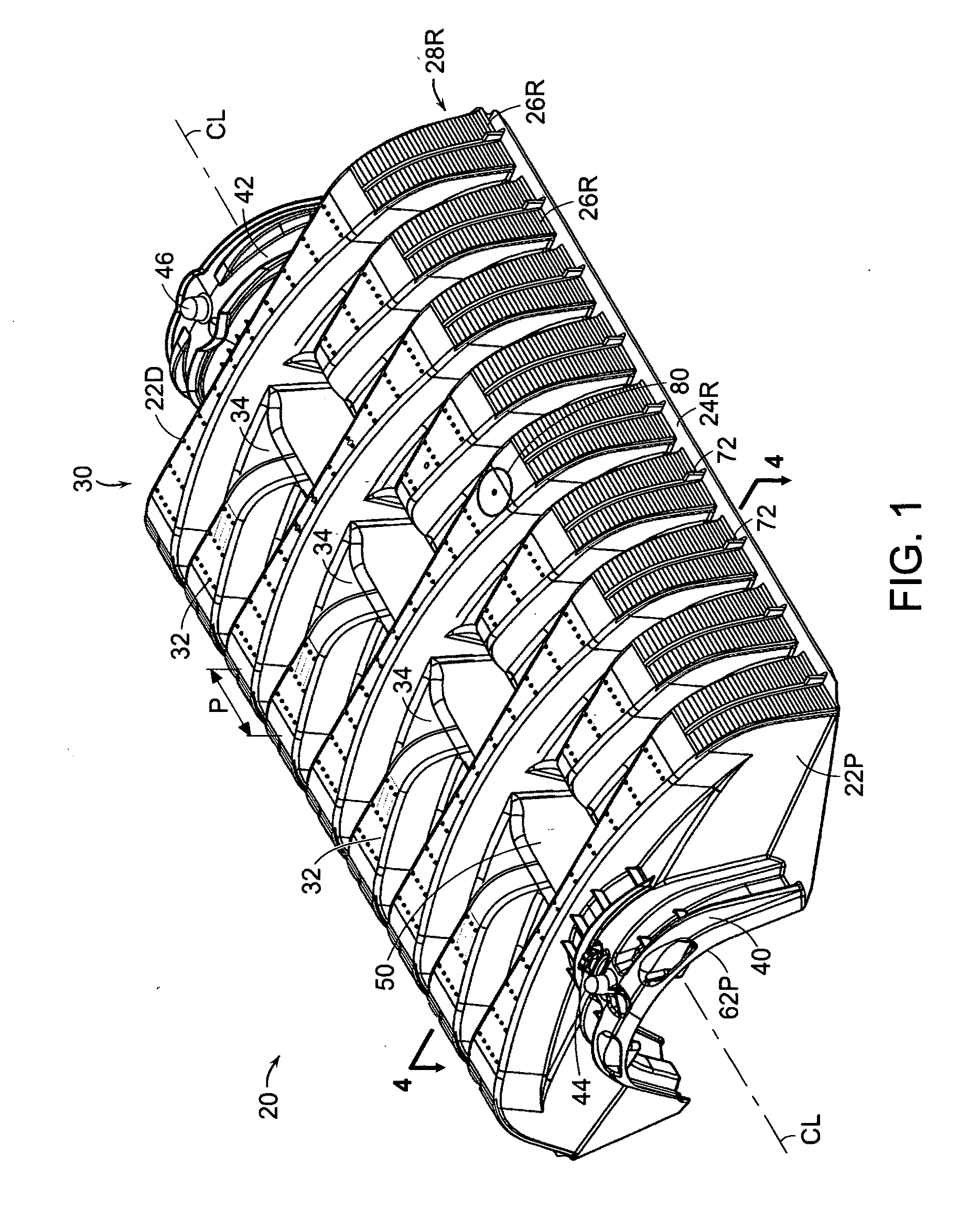 Leaching chamber having pillars and wide peak corrugations