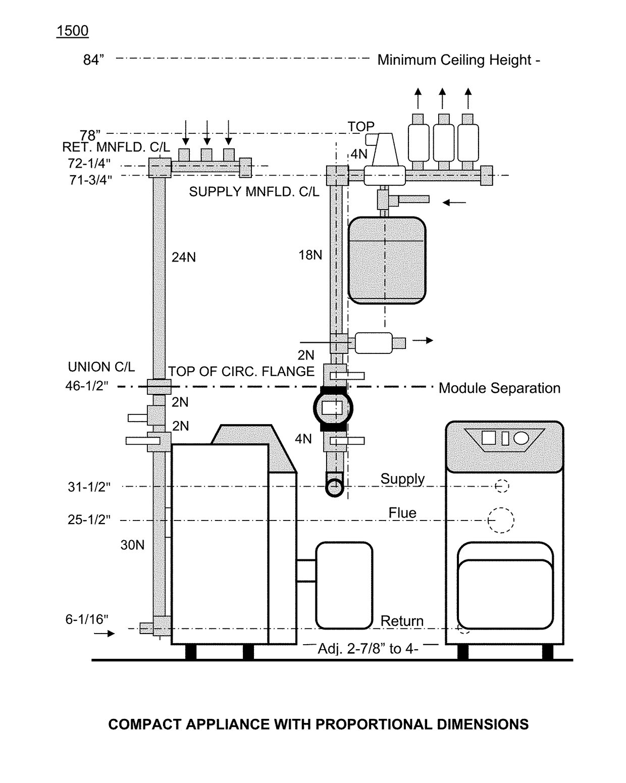 Enhanced convection, differential temperature managed, hydronic heating appliance