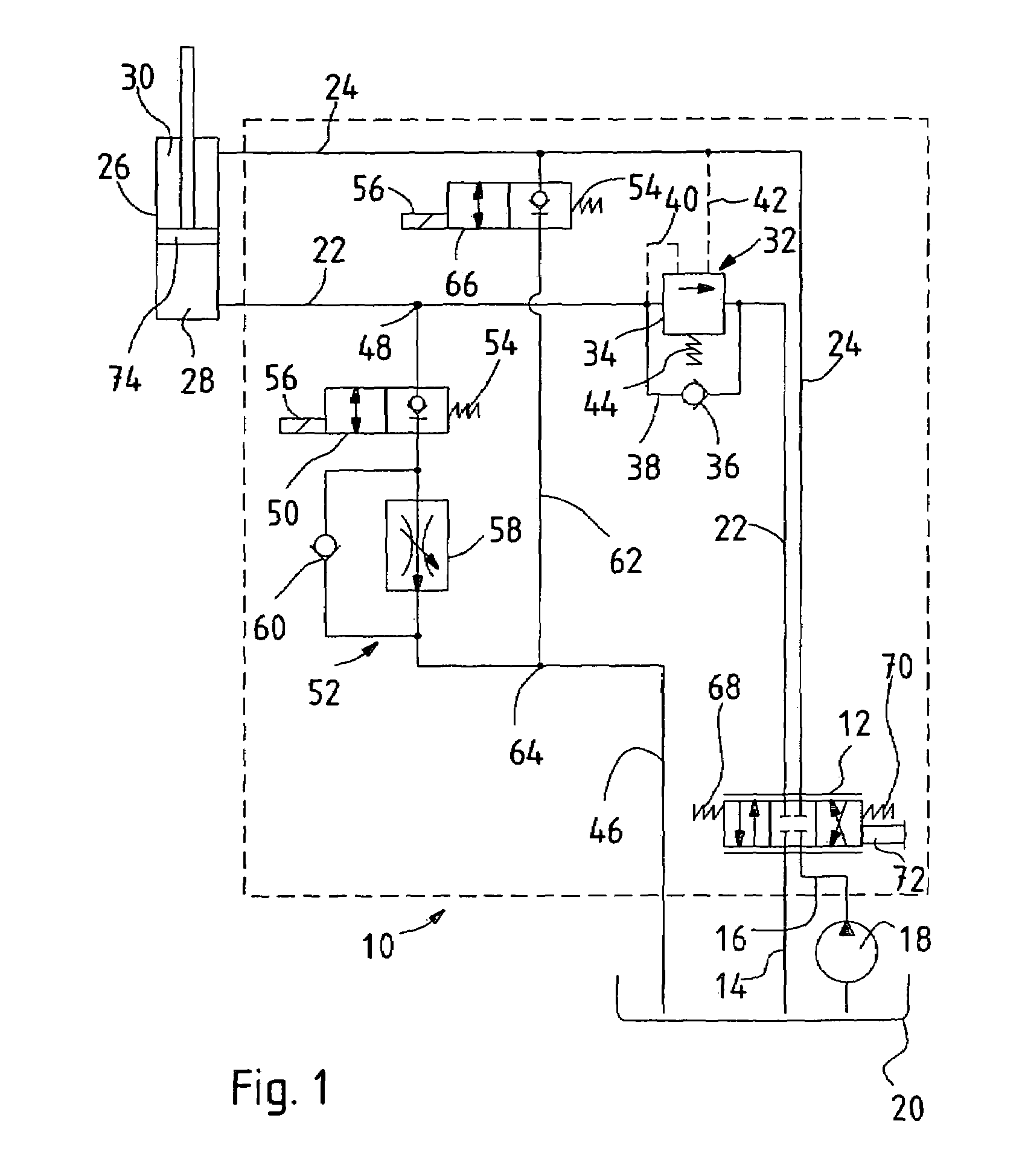 Hydraulic control circuit for a hydraulic lifting cylinder