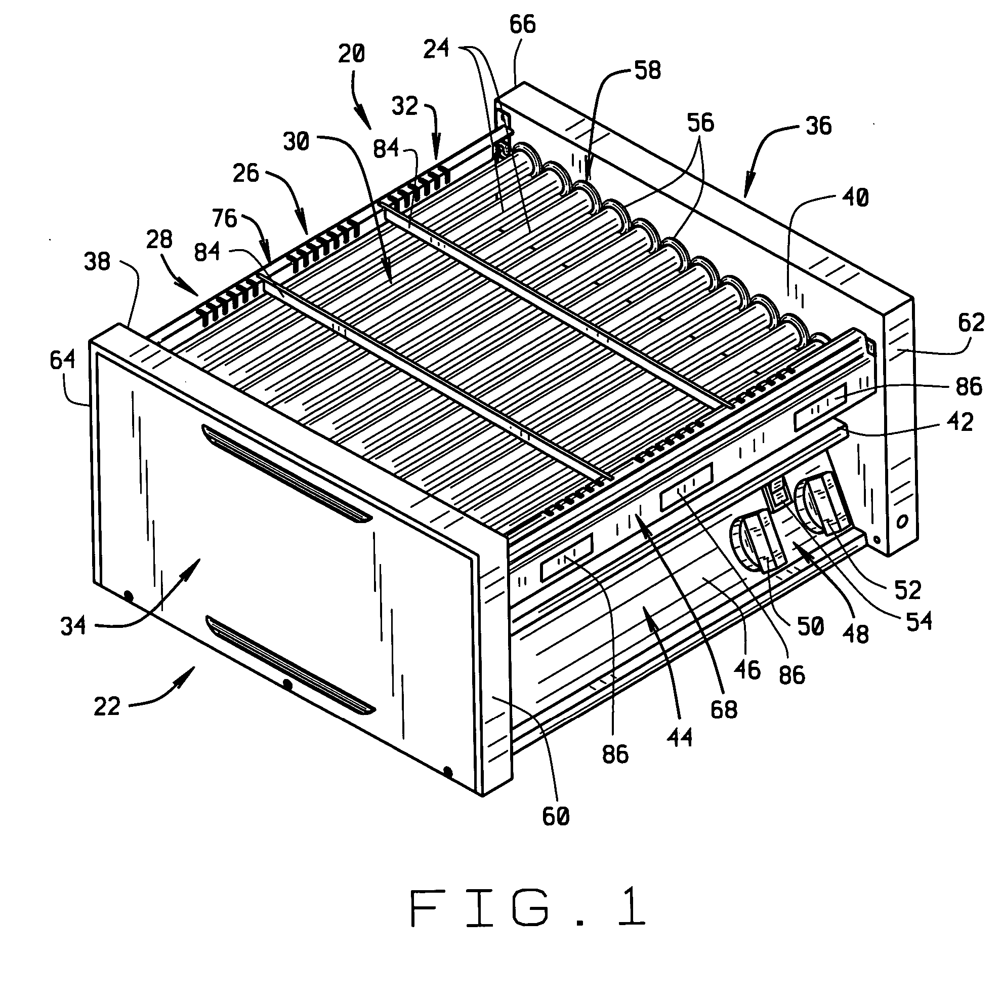 Section divider ensemble for roller grill for cooking human food