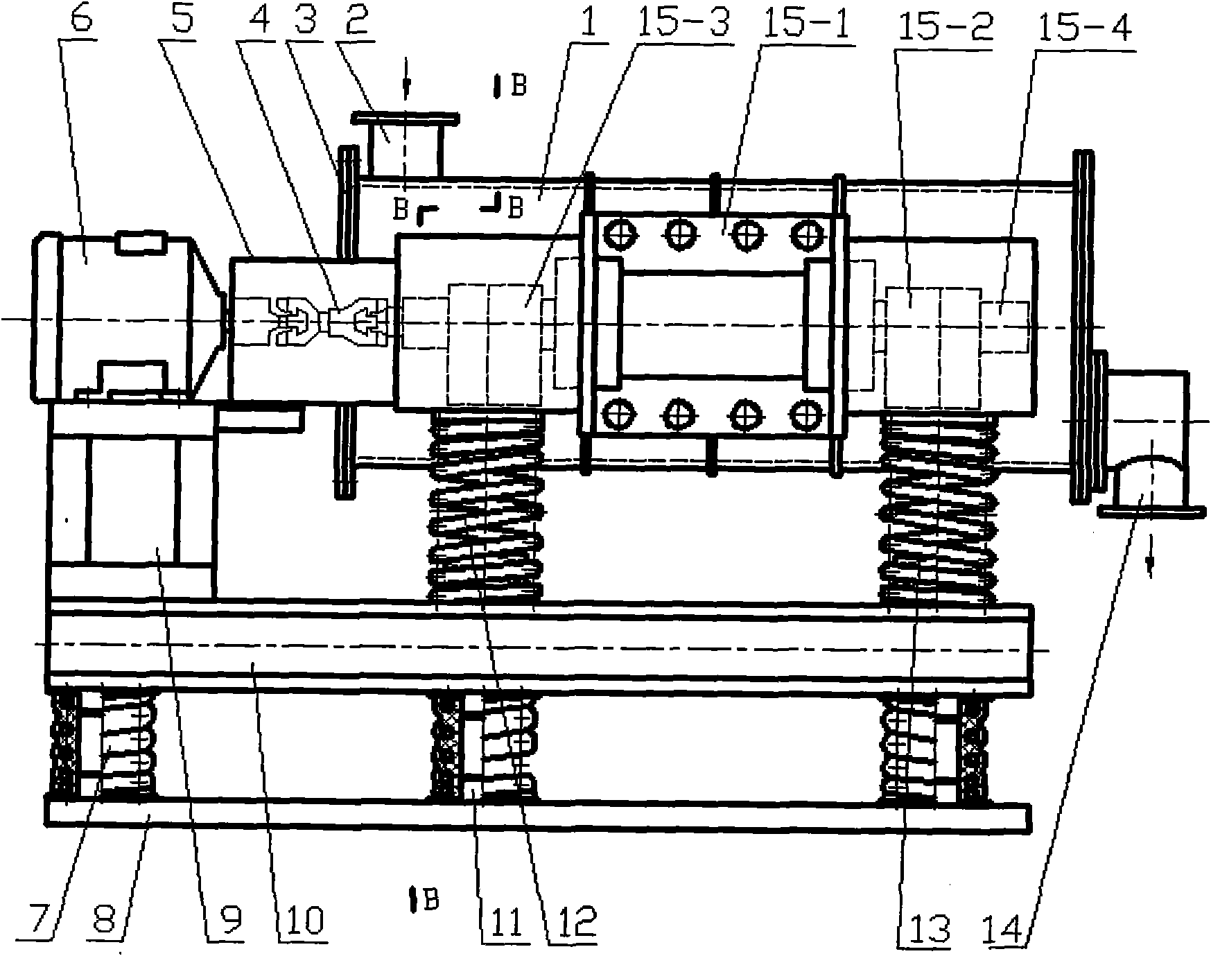 Variable-rigidity double-mass vibration exciter type super-huge vibration mill