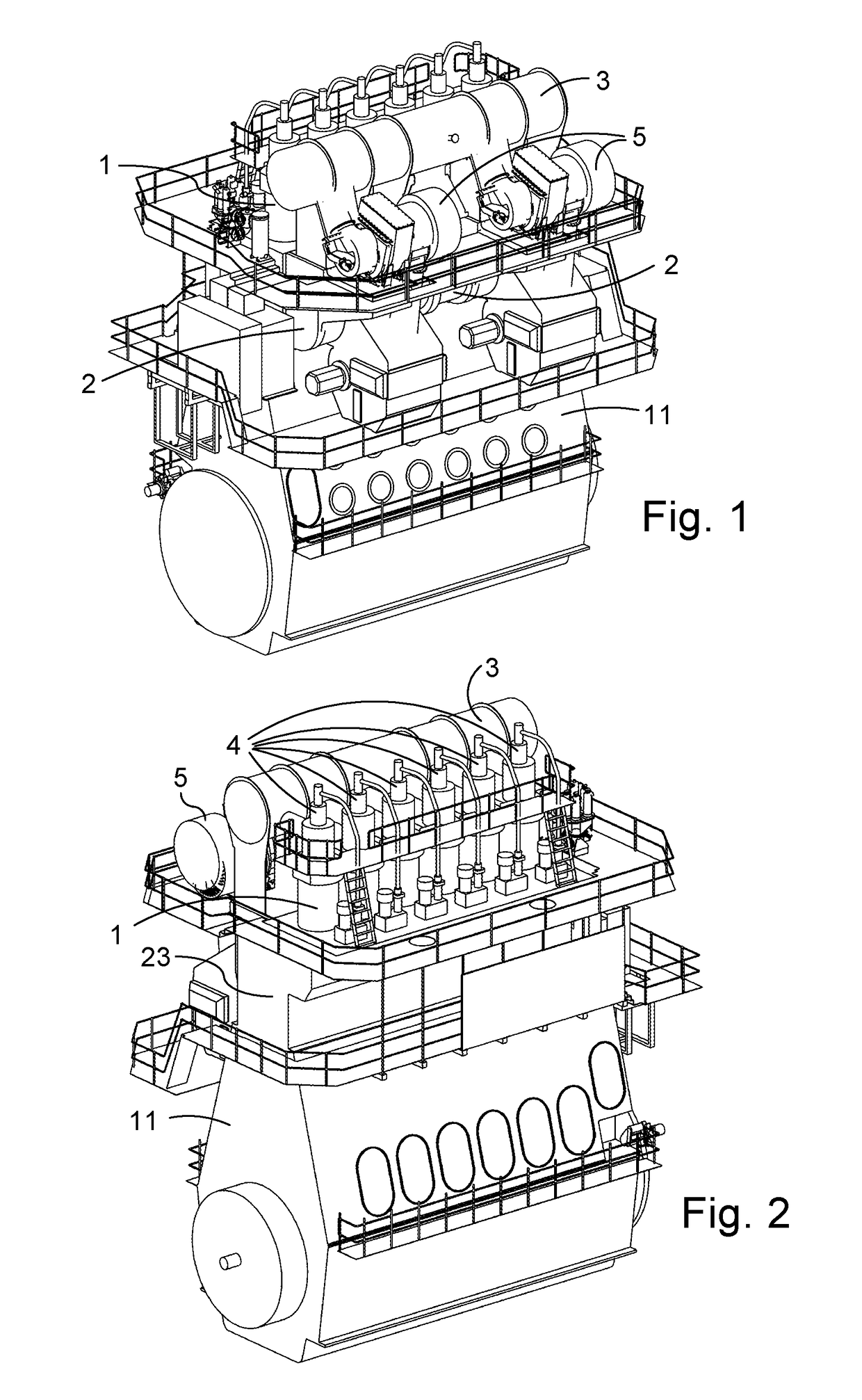 Large two-stroke compression-ignited internal combustion engine with fuel injection system for low flashpoint fuel and a fuel valve therefore