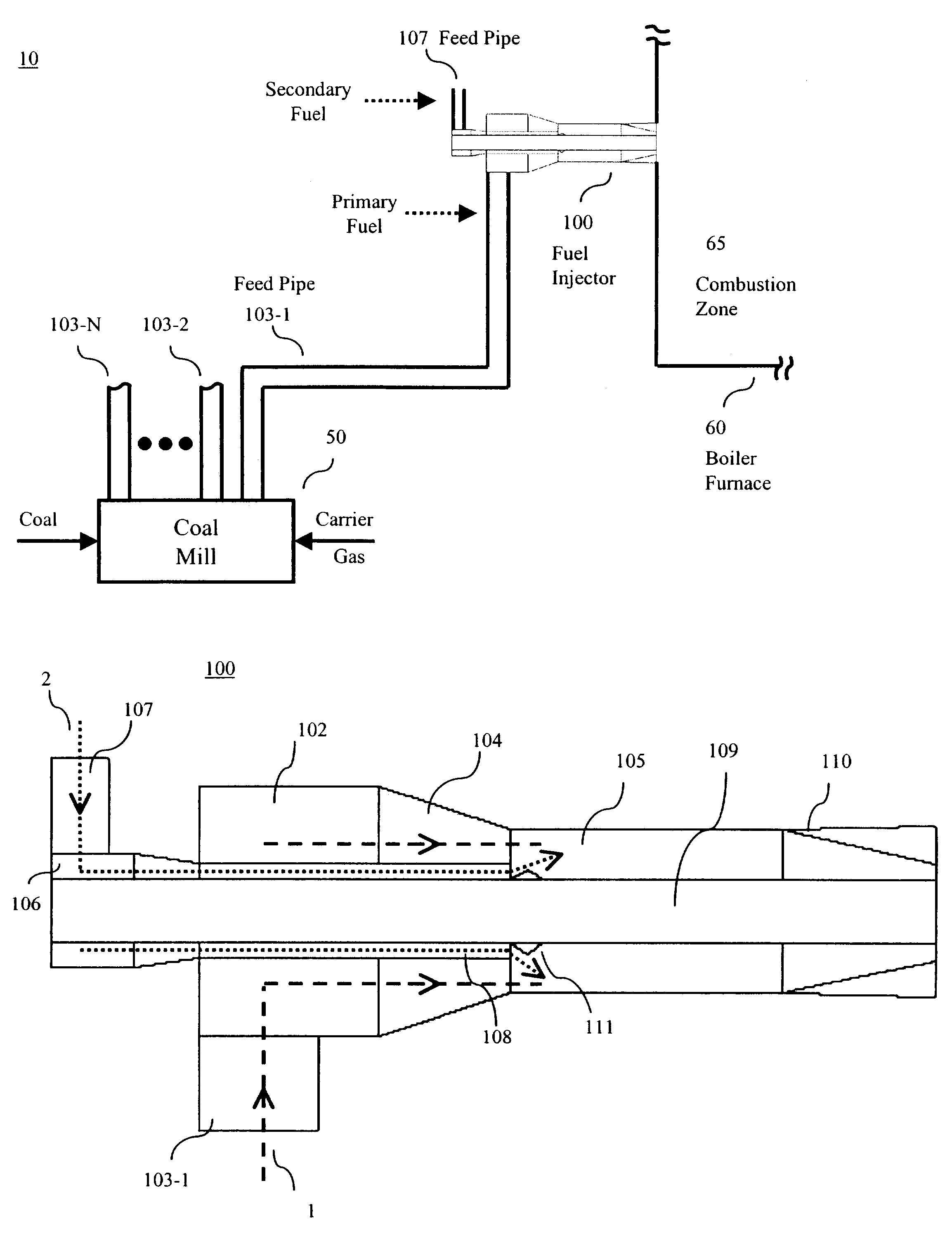 Burner system and method for mixing a plurality of solid fuels