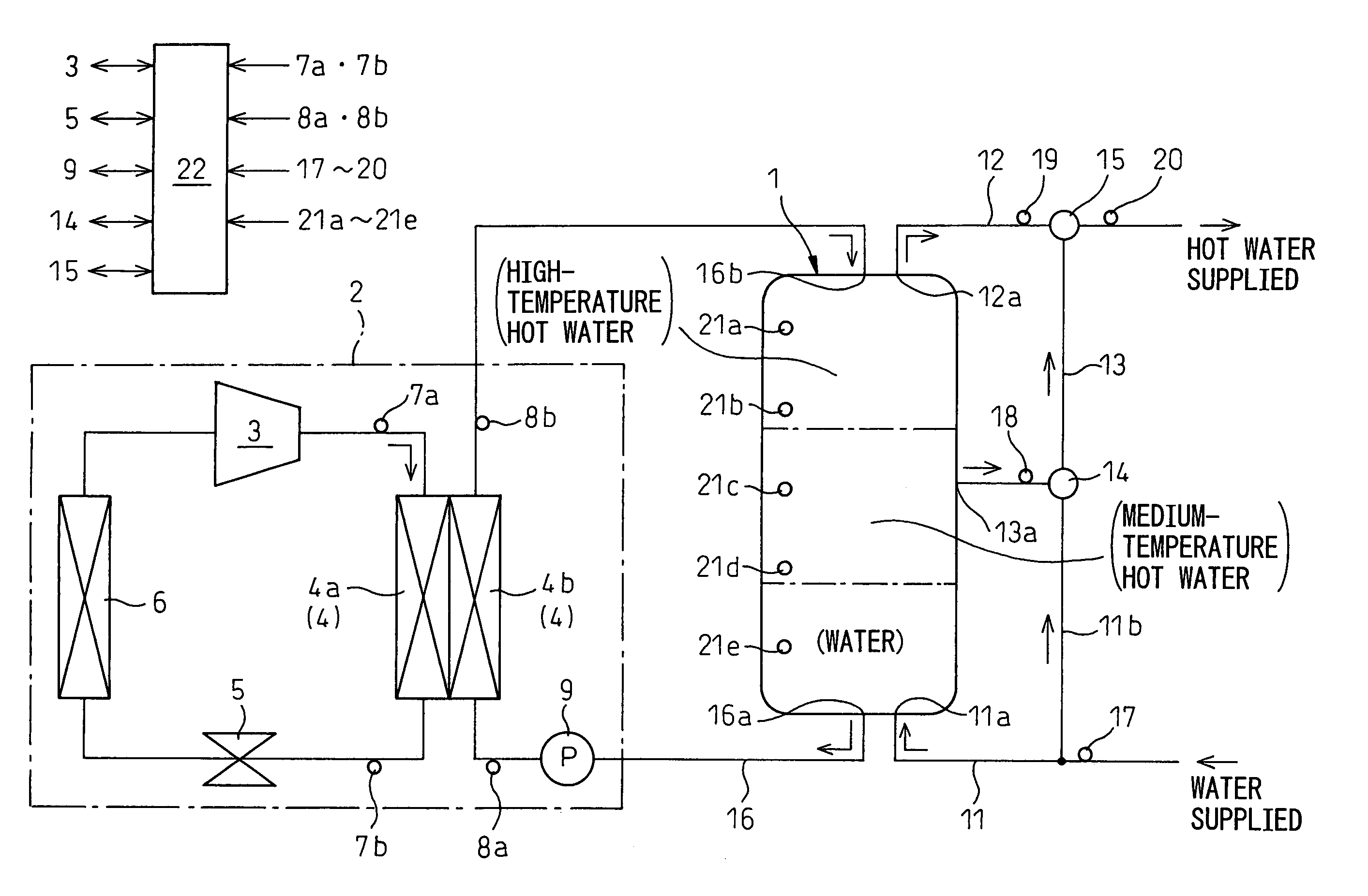 Heat pump hot water supply system of hot water storage type