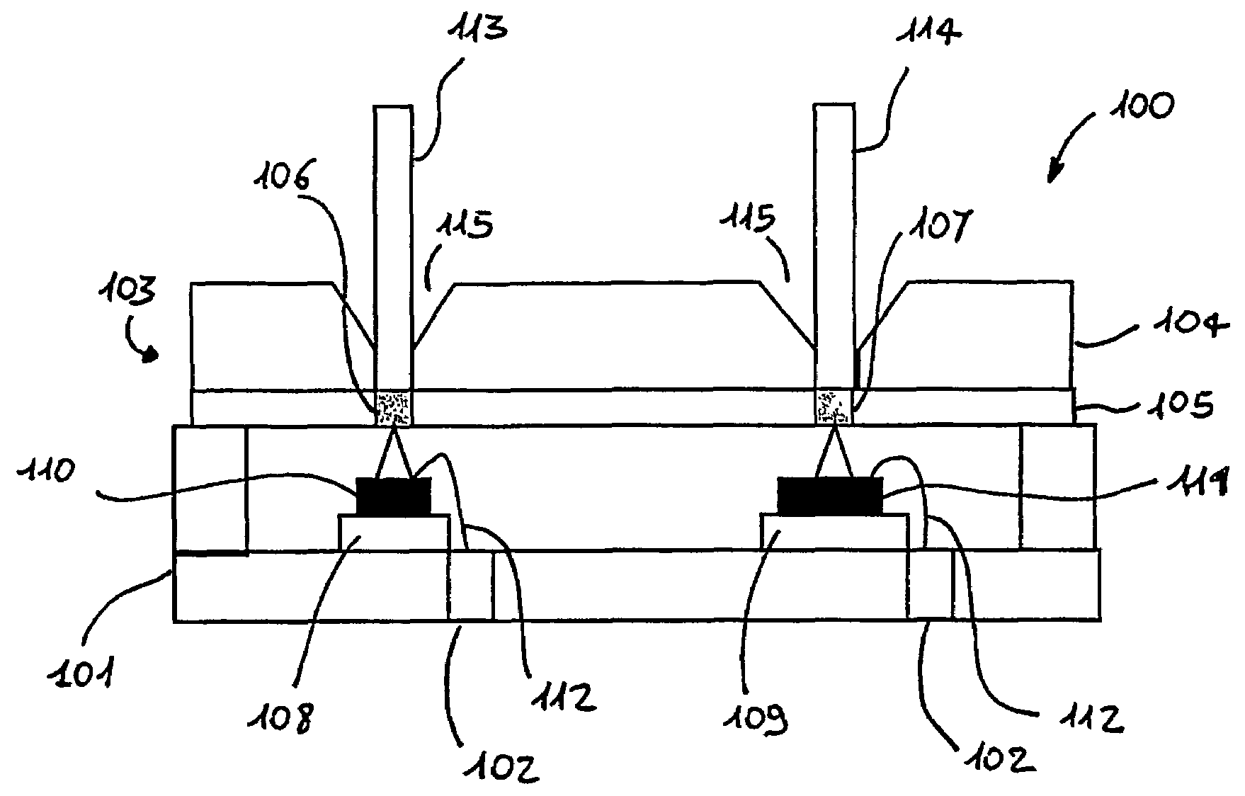 Coupling structure for optical fibres and process for making it