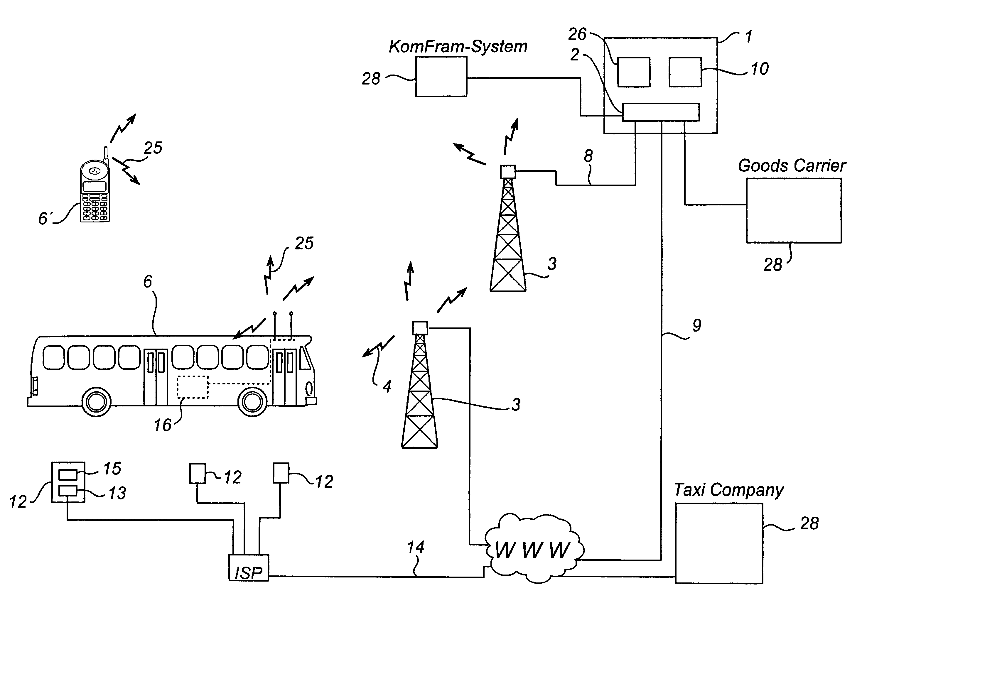 Method and system for radio communication with mobile units