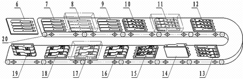 Automatic welding method of flow production line for hydraulic support grid box type structure members