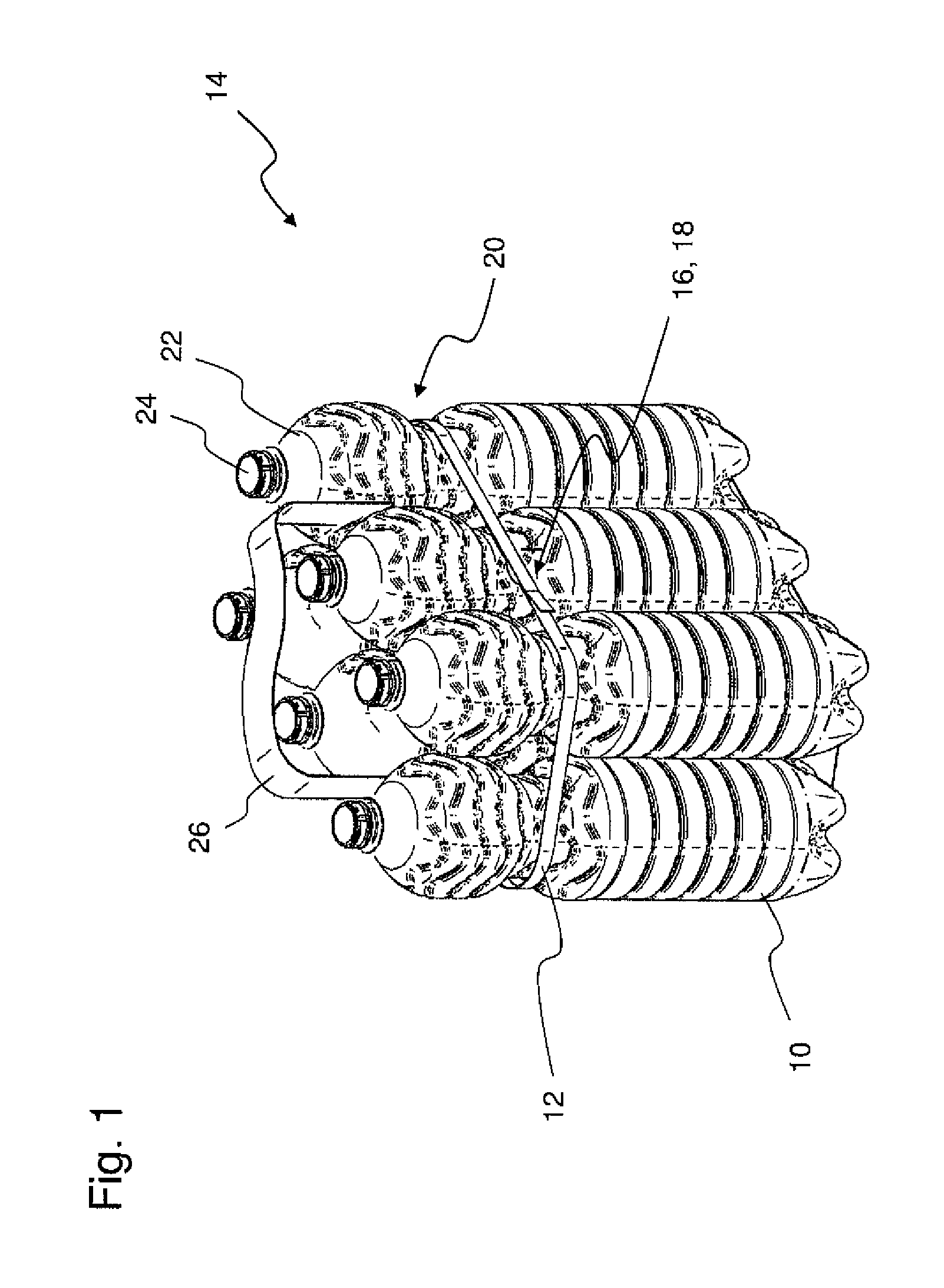 Device and method for manufacturing strapped packs and regulatory and/or control method for a strapping device