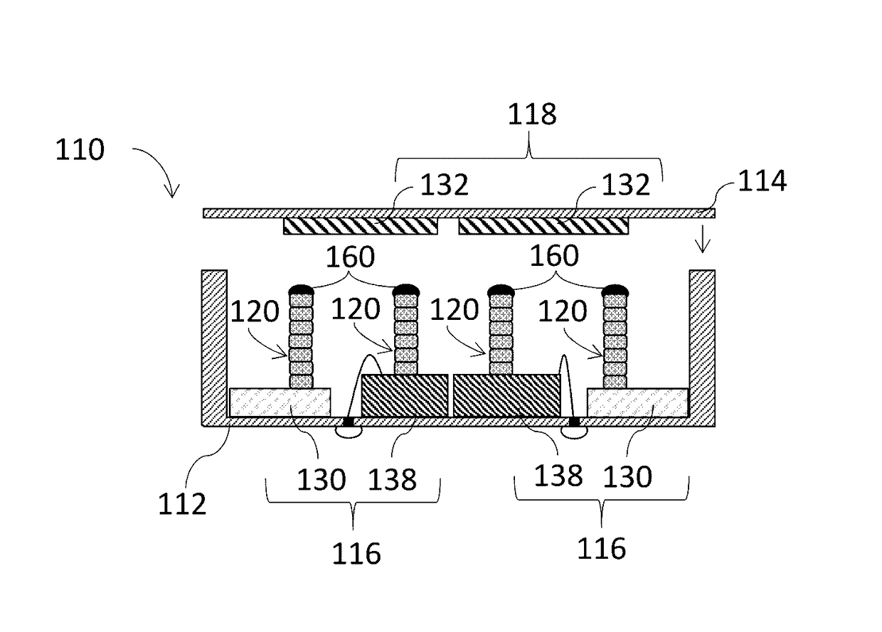 Electronic module with free-formed self-supported vertical interconnects