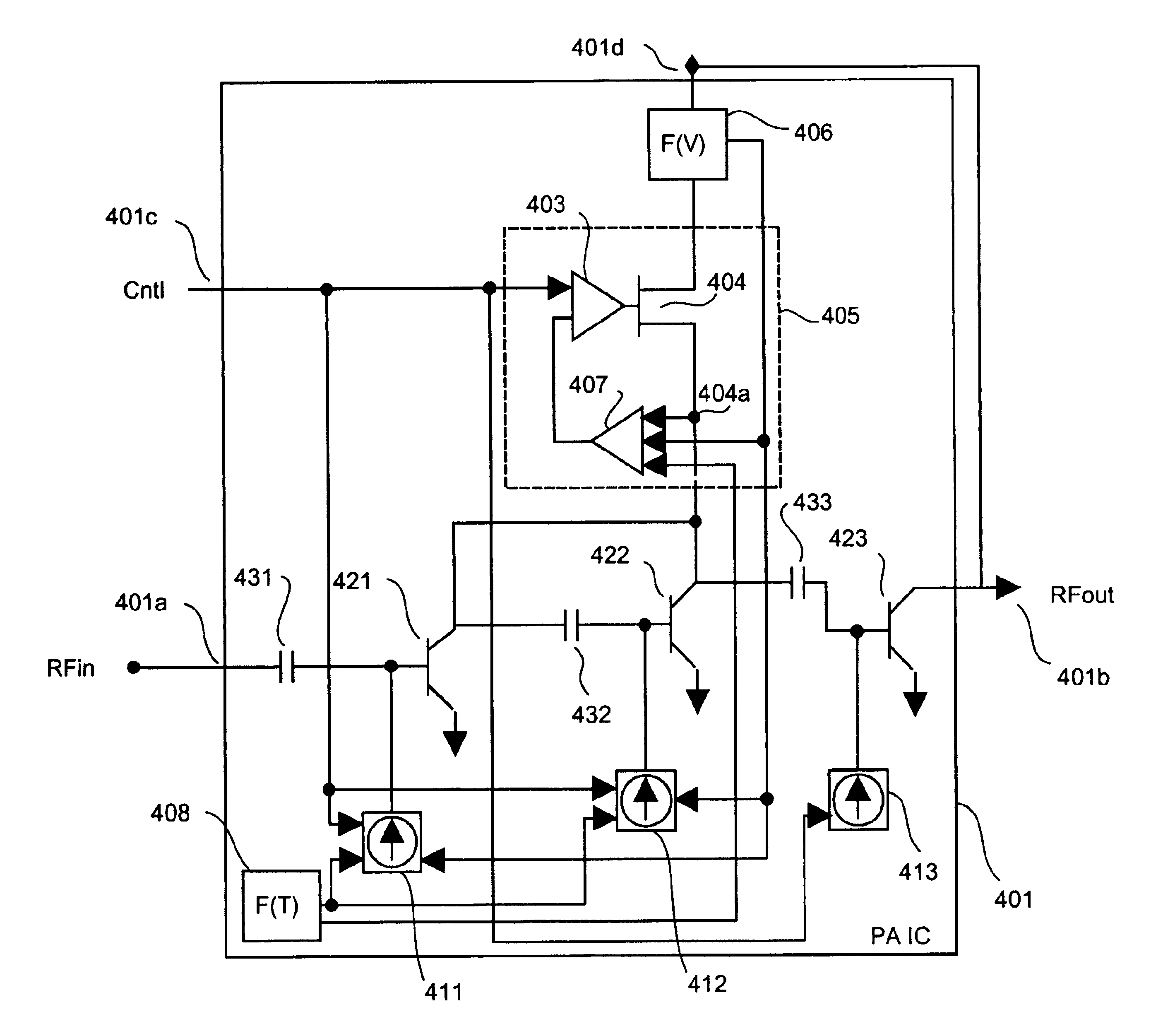 Integrated power amplifier circuit