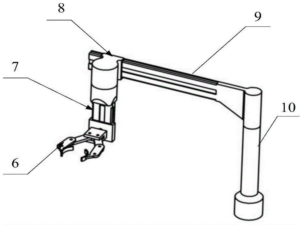 Chain type road cone storing, collecting and dispensing device with mechanical arm