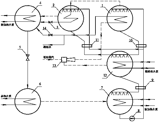 Double-effect heat pump for injecting refrigerant steam at outlet of additional generator