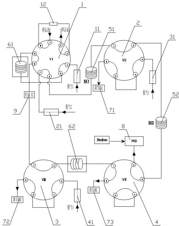 Gas chromatography detection system and method for analyzing trace impurities in ultrahigh pure gas