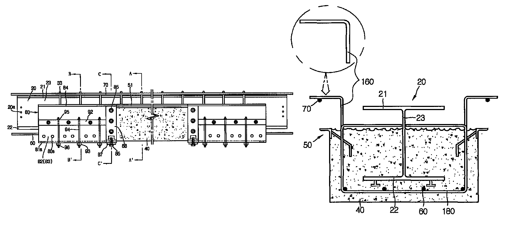 Mold-concrete composite crossbeam and construction method using the same