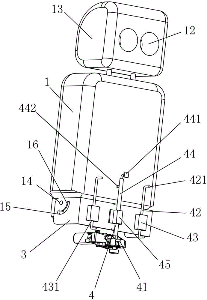 Lifting type back row seat handrail and vehicle provided with same